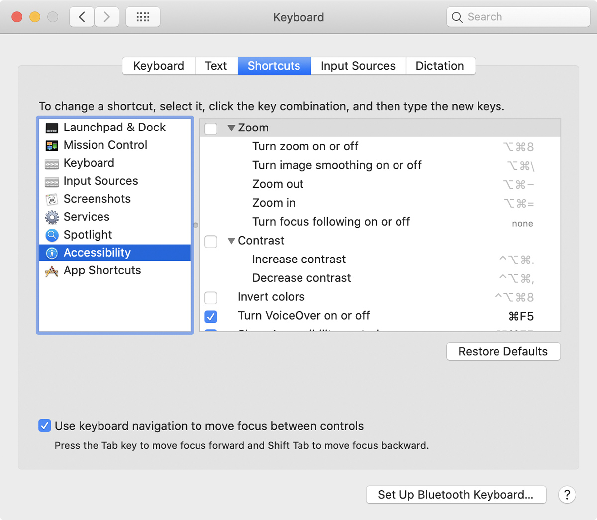 shortcuts for mac